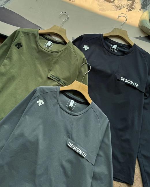 F0304120户外速干透气轻便弹力针织面料圆领长袖T恤打底衫 商品图3