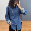 F030478春季新款水洗口袋兔子刺绣百搭复古牛仔衬衫上衣 商品缩略图11