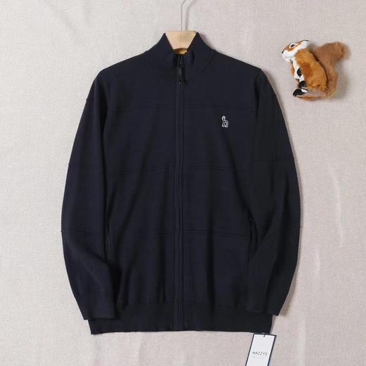 F0304130半高领拉链领口条纹拼色胸口刺绣温柔毛衣开衫 商品图6