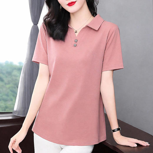 2026新款爆款短袖t恤正肩胖mm大码女装polo衫宽松翻领女士上衣夏 商品图0