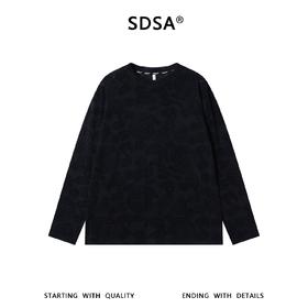 SDSA男士春夏新款痞帅男装潮牌时尚提花花卉圆领长袖T恤百搭舒适