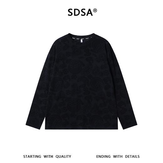SDSA男士春夏新款痞帅男装潮牌时尚提花花卉圆领长袖T恤百搭舒适 商品图0