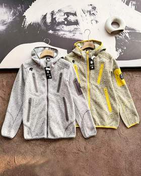 F0304118百搭针织立领抓绒保暖运动风连帽防风透气夹克外套