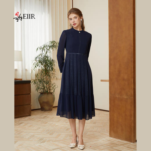 司歌古典收腰显瘦长袖端庄连衣裙A921103X 商品图1