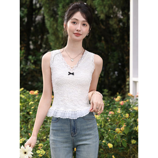 鹿向南【0308/20:00新品前1小时7折限100件】米白色短款背心吊带 商品图0