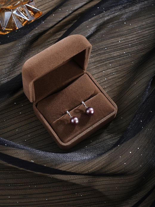 子佩集【紫气东来】银S925珍珠惜王妃耳钉【MLEH044】紫吊球2602 商品图3