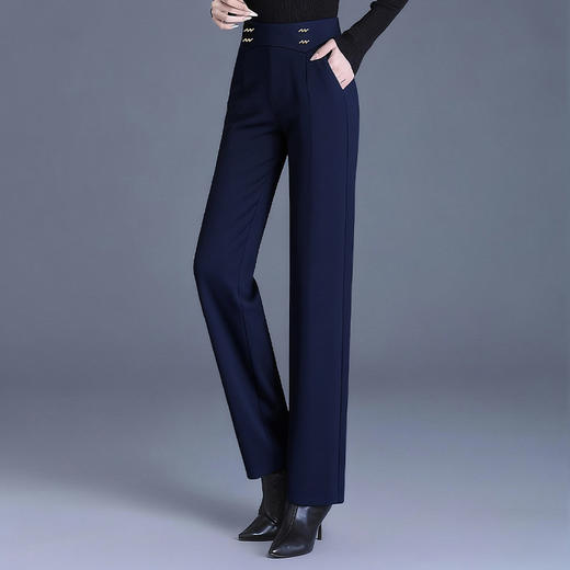 新款窄版直筒阔腿裤女秋冬季大码休闲裤中年妈妈裤子外穿 商品图3
