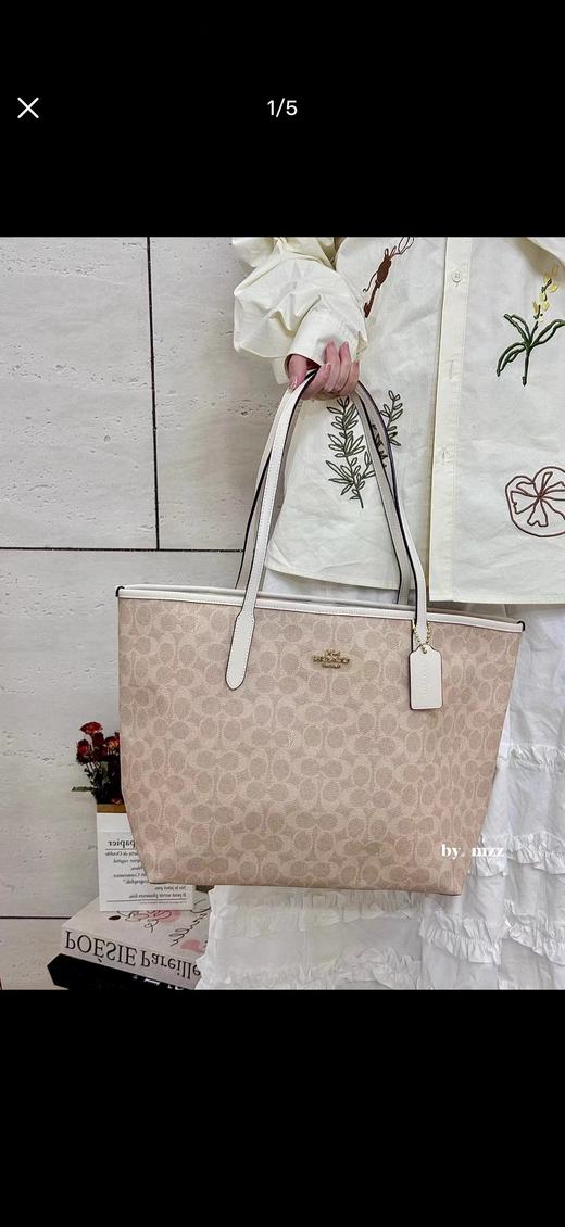 F030408新款吸扣老花单肩手提单面city托特包logo购物袋tote包 商品图10
