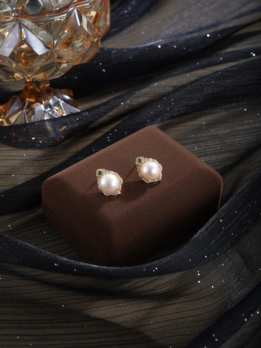 子佩集【仙踪情缘】银S925珍珠惜王妃耳钉【MLEH040】镀金绿桃2602 商品图2