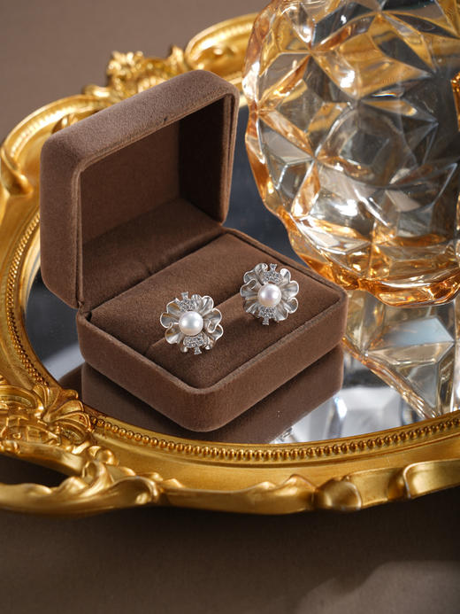 子佩集【花开锦年】银S925珍珠惜王妃耳钉【QJED008】双色花朵小蛋糕2602 商品图10