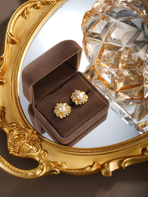 子佩集【花开锦年】银S925珍珠惜王妃耳钉【QJED008】双色花朵小蛋糕2602 商品图9