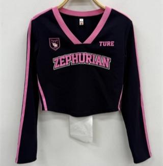 NC撞色V领字母短款T恤51220（蓝）春季161011910321 商品图1