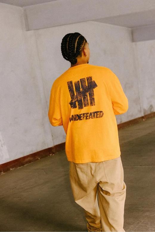 F030484五道杠水洗做旧撞色双Logo印花厚款打底长袖T恤 商品图3