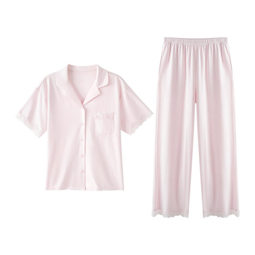 专柜同款爱帝女士轻体棉莫代尔短袖长裤居家服套装 商品图3