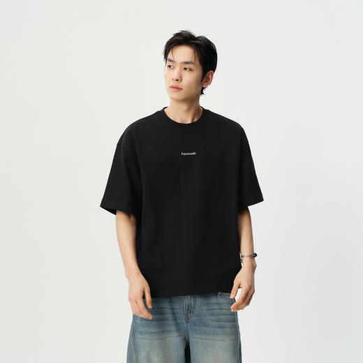 森马短袖T恤男夏季纯棉oversize针织衫2026新款字母绣花分割上衣 商品图2