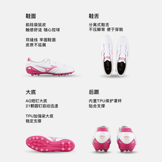 小李子Mizuno美津浓莫雷拉Morelia Neo4次高端AG短钉袋鼠皮成人足球鞋男 商品图1