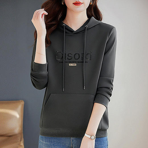 灰色连帽卫衣女春春装2026新款大码宽松显瘦休闲减龄上衣带帽外套 商品图1