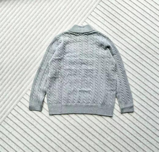 F0304129小马刺绣半拉链立领纯色麻花针织毛衣男女同款 商品图8