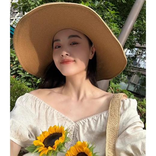 日系简约可折叠出游度假防晒沙滩渔夫帽草帽女夏天潮遮脸遮阳帽子 商品图1
