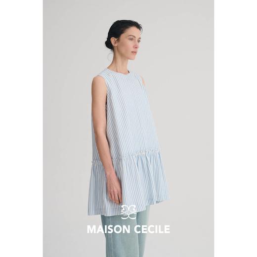 MAISON CECILE 三色|亚麻高支棉简约松弛感圆领无袖娃娃衫上衣 商品图1