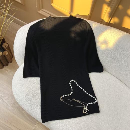 无缝鱼骨纹醋酸天丝羊毛纯色短袖 商品图3