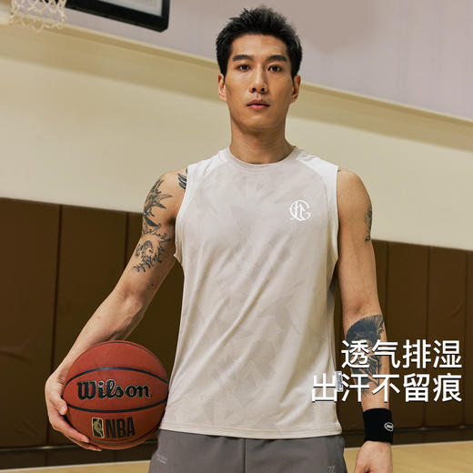 录士LUSHISI水音主题篮球运动健身休闲tee无袖投篮服速干跑步背心 商品图3