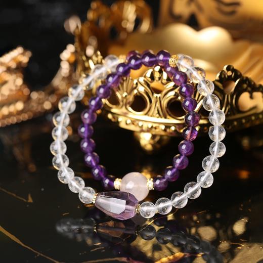 【祈愿吉品】「星河赴梦」白水晶紫水晶手链新款 商品图0