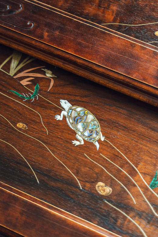 独角鹿西洋古董19世纪末法国出品精雕核桃木嵌花四联嵌套式桌几 商品图6