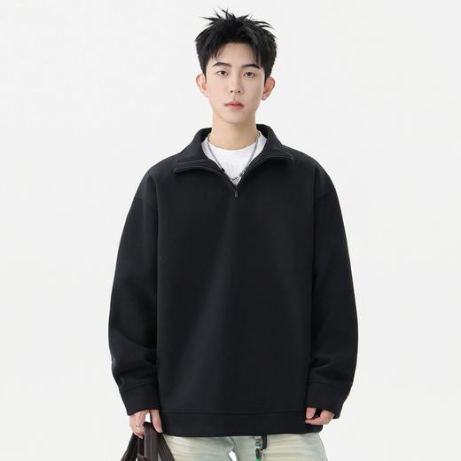 情侣卫衣立领男冬季新款长袖落肩袖宽松秋冬男装美式高级男士上衣 商品图4