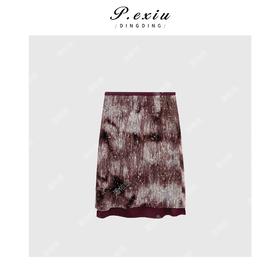 03-2潘依绣丁丁宠粉晕染亮片光感高腰显瘦半身裙Q2134