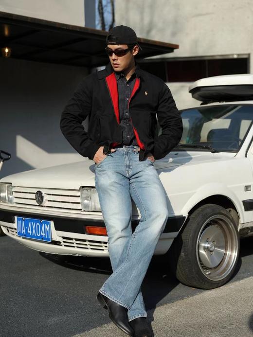 F0304113纯色刺绣Logo拉链哈林顿夹克男款黑色老钱风老干部外套 商品图7