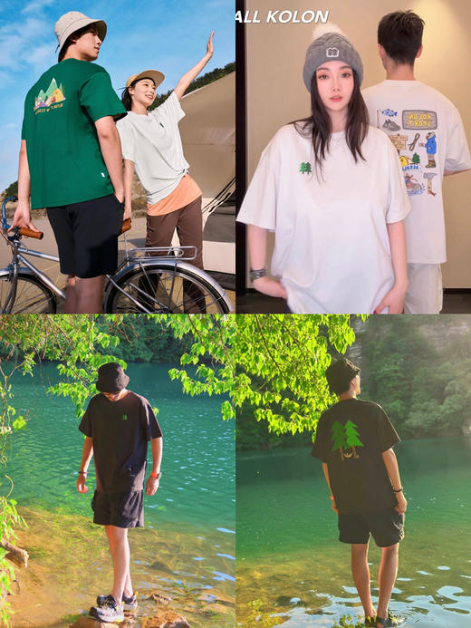 原单正品可隆户外露营jeon hwangil插画刺绣贴布短袖T恤，
黑色绿色smlxl 白色sxl 商品图8