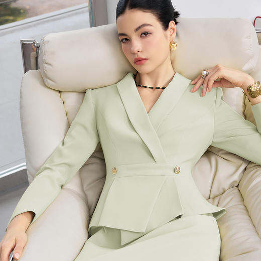 IWY/淡绿色西装裙女春轻熟收腰包臀裙通勤OL新25Q920 商品图5