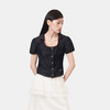 HERLIAN 2026年春夏新品U领抽褶牛仔小上衣女士短袖开衫 商品缩略图1