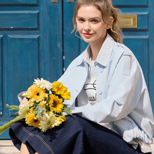 半身缘女装 春季宽松假两件花苞型下摆夹克外套261113P01340268 商品图4