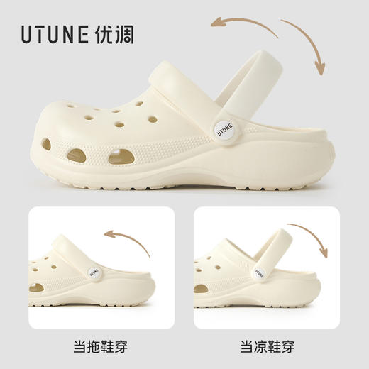 优调 云间洞洞鞋海边沙滩鞋防滑包头半拖UXT1523【该商品不支持用券】 商品图5