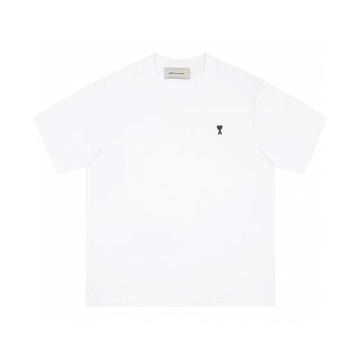 F0304116黑色小爱心刺绣圆领日常百搭双纱面料情侣短袖T恤 商品图5