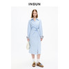 INSUN恩裳衬衫领褶皱收腰高支棉长袖连衣裙 商品缩略图0
