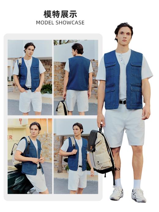 波顿男士四季牛仔马甲｜工士口袋点缀，复古质感日常好搭MJ089126 商品图2