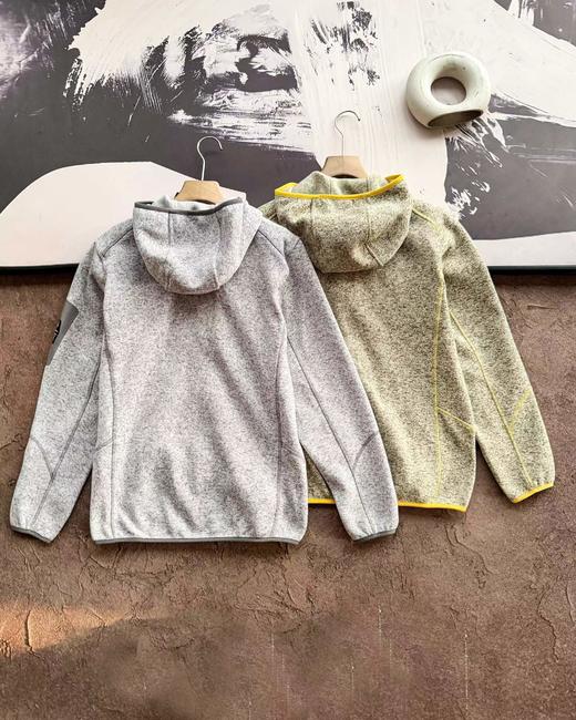 F0304118百搭针织立领抓绒保暖运动风连帽防风透气夹克外套 商品图6