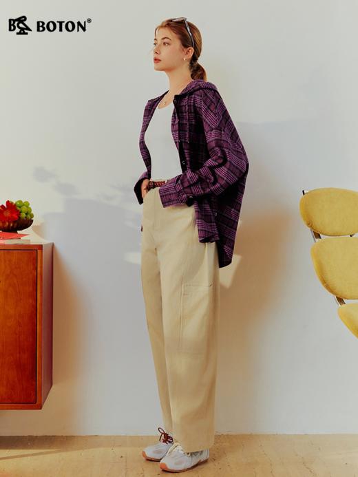 波顿女士三季格纹连帽衬衣｜宽松落肩廓形，穿出日常慵懒感LS167126 商品图1
