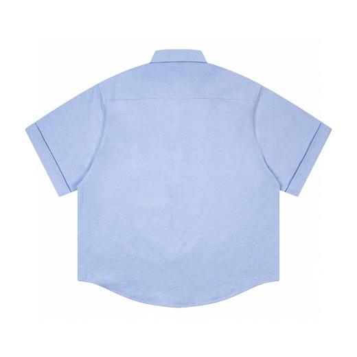 F0304114口袋小爱心刺绣单排扣翻领开合纽扣纯棉情侣短袖衬衫 商品图10