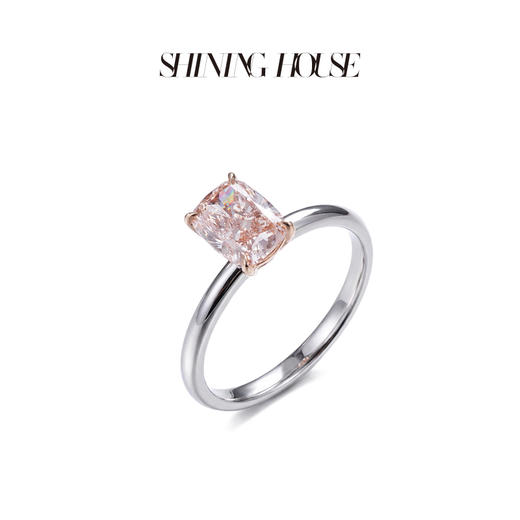 ShiningHouse[培育] 粉钻系列 18k金钻石戒指 长方形2克拉钻人工真钻人造钻石K金戒指时尚钻石戒指卓越匠心奢耀臻献【此商品不支持7天无理由退货退款】预计3日发货 商品图2