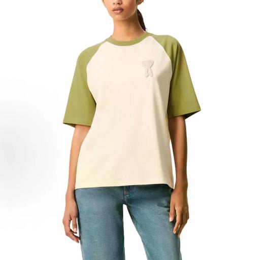 F0304115新动漫爱心毛巾绣贴布绣拼色插肩袖圆领情侣短袖T恤 商品图3