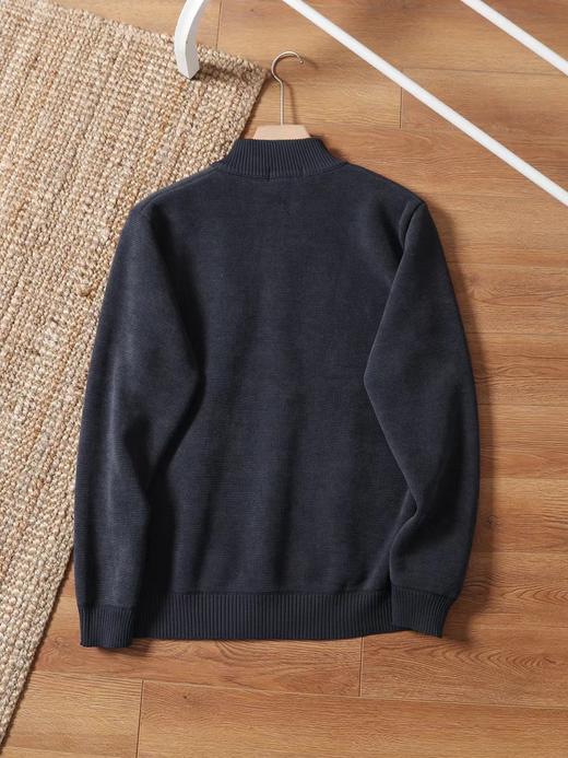 F030430半拉链纯色小马刺绣舒适百搭通勤老钱风时尚针织毛衣 商品图4