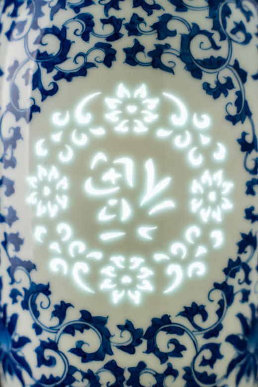 富玉玲珑花瓶卧室陶瓷器中式居家装饰品花瓶家-富系列手绘福字瓶 商品图1