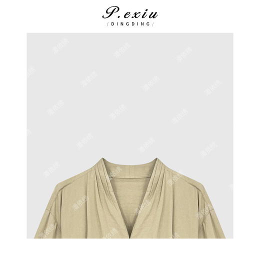 03-2潘依绣丁丁宠粉法式气质V领收腰设计衬衫 Q56047 商品图2