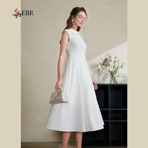 司歌气质翻领衬衫连衣裙收腰白月光裙A911262X 商品图3