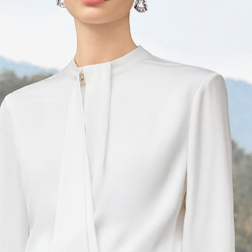 IWY/【白茶清欢】白色飘带衬衫春秋轻奢减龄气质百搭上衣25B922 商品图1