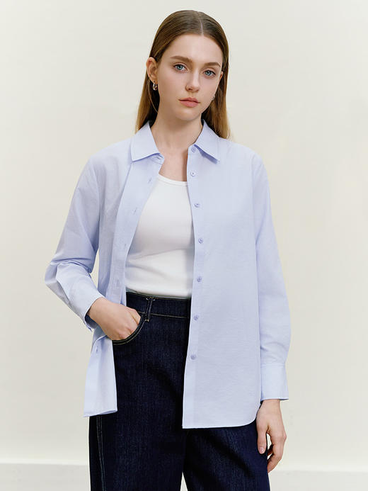 【纯色女士衬衫】26年春夏新品女士纯色百搭衬衣长袖上衣 商品图1